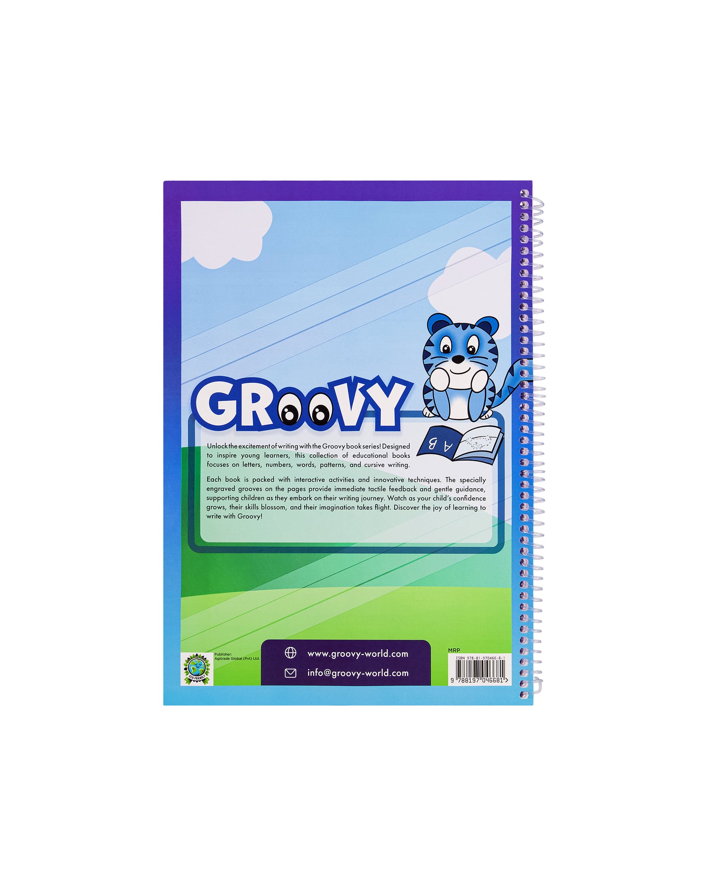 Back cover with Groovy branding and additional product information.